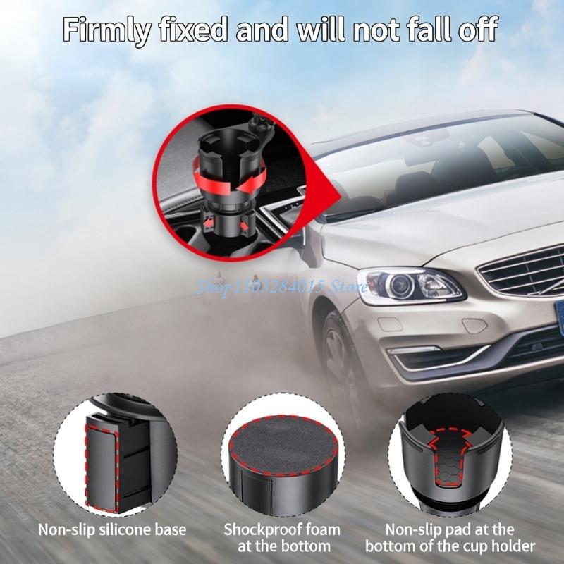 R6FF Car Cup Holder Extender With Phone Holder Large Car Cup Holder Multifunctional Beverage Rack Storage Rack Replacement
