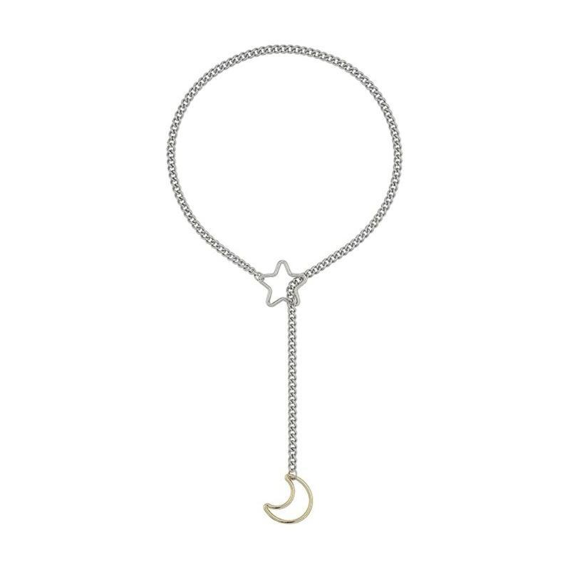 781D Collana Punk Rock da Donna a Catena Sottile con Cuore O-ring Decorazioni Regolabile Design a Y per Uso Quotidiano Casual