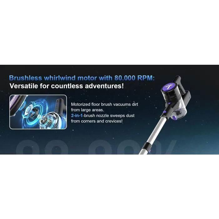 Cordless Handheld Vacuum Cleaner - TEENDOW - P11Pro Purple - Battery Life 30 Min - 450 Ml Dustbin - Brushless Moto
