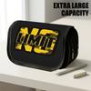 1pc Double Layer Flip Pencil Case, Edgy No Limit Attitude, Large Capacity, Portable Polyester Pen Storage Bag with Zipper Closure, Ideal for School &