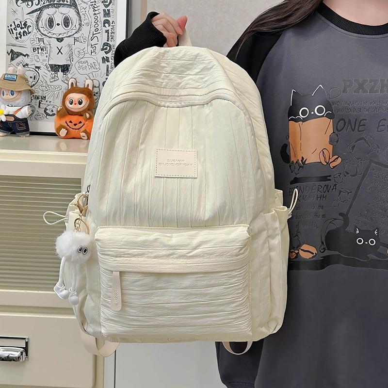 Schoolbagins Wind Simple Backpack Large Capacity Junior High School Girls High School College Students School Bag Travel Lightweight Small Backpack