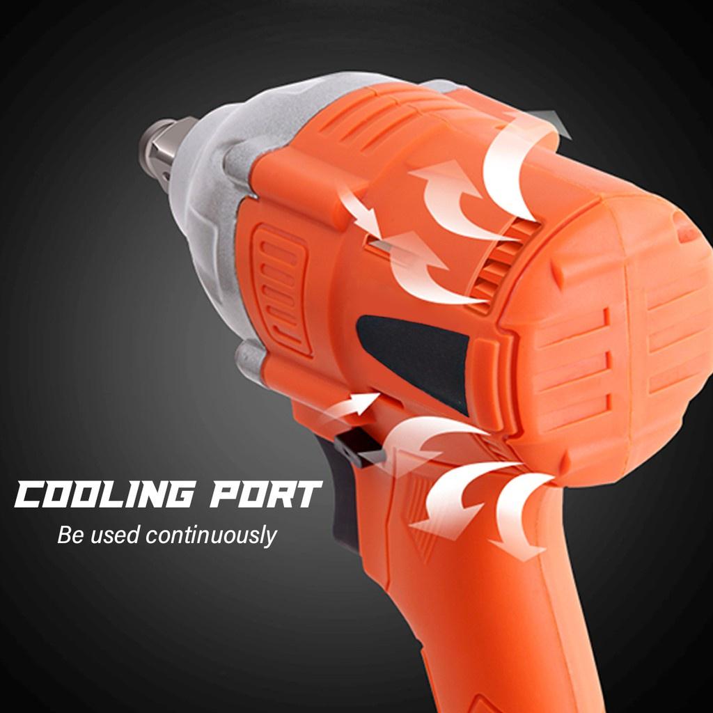 2 IN 1Cordless Multifunctional Electric Impact Wrench LED Powerful Tool High Torque Cordless Drill Orange 18x24x10.5cm