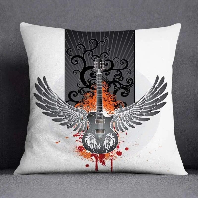 Musical Note Guitar Series Pattern Home Decoration Pillow Case Square Office Cushion Cover