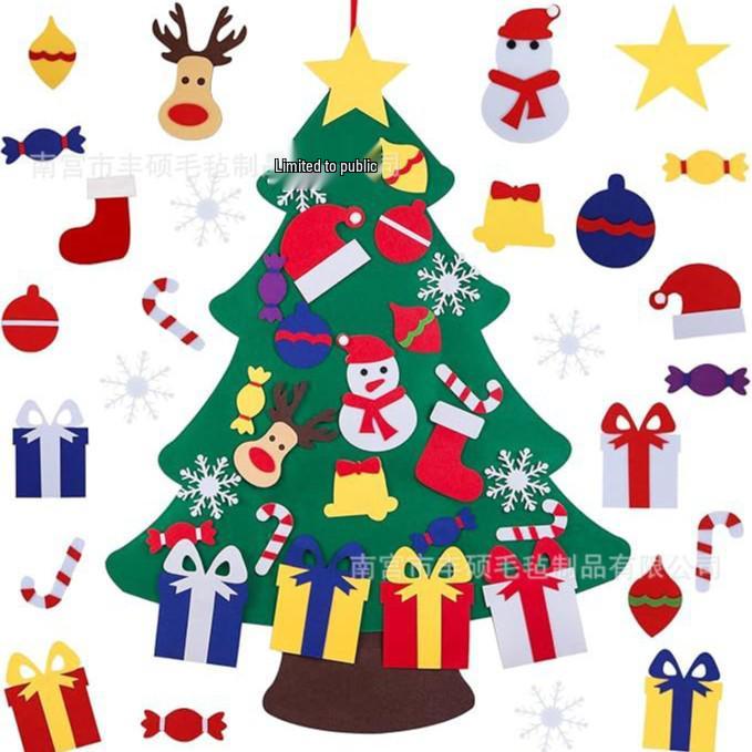 Handmade Felt Christmas Tree for Kids with DIY Ornaments and 3D Pendant