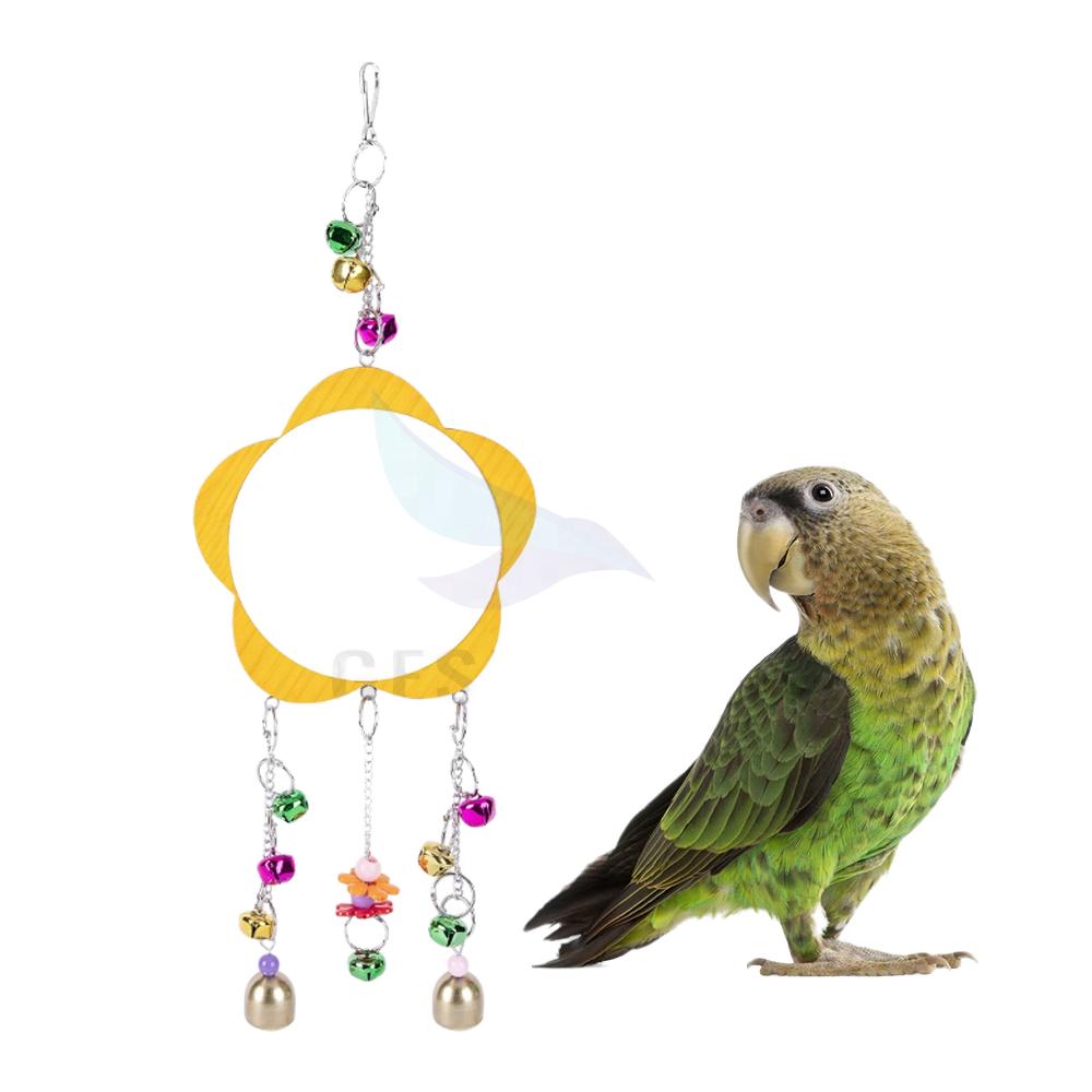 Colorful Hanging Bird Bell Toy Flower Shape Multi Bell Cage Decoration Chew Swing Play Accessory Parrots Small Birds