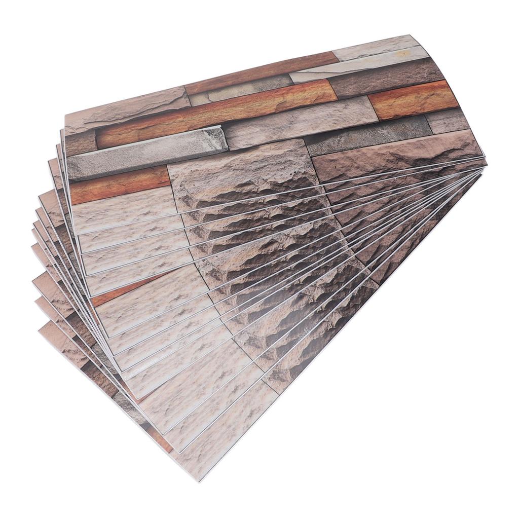 12pcs Tile Wall Sticker Thickened PVC Self Adhesive Waterproof Retro Brick Effect Wall Sticker for