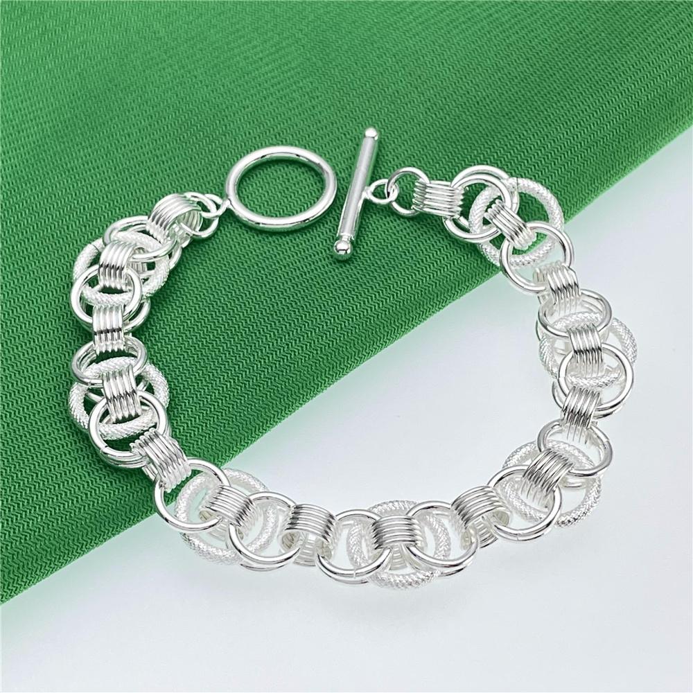 Andara925 Sterling Silver Bracelet Fashion Hoop Bracelet Women Engagement Jewelry Gift