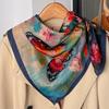 Small yellow daisy flower simulation silk scarf women's spring and autumn fashion 71 small square scarf triangular scarf shawl with shirt
