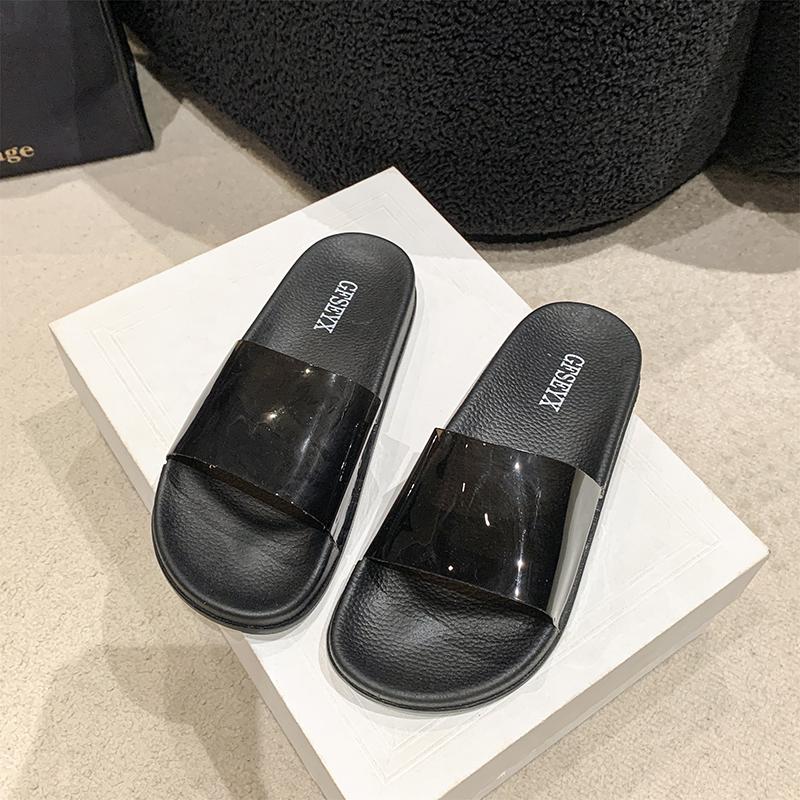35-44 yards big size women's shoes summer new one word slippers female external wear comfortable thick bottom simple sandal drag