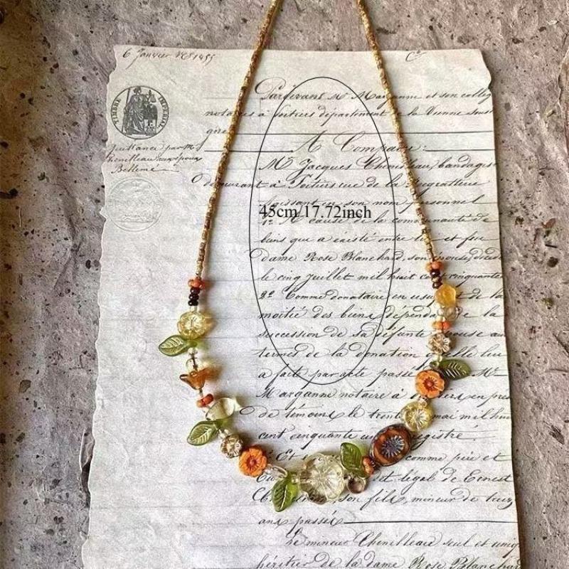 New Fresh Plant Beaded Necklace Niche Versatile Light Luxury Choker Fashion Flower Chain