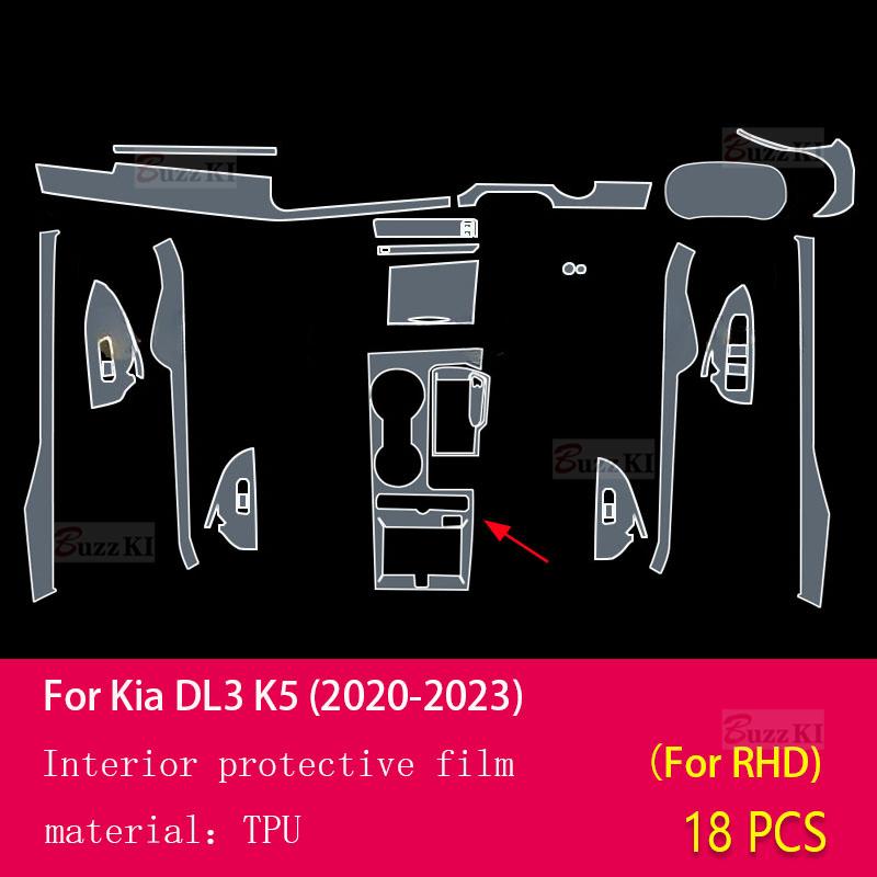For Kia DL3 K5 - Car Interior Film Dashboard Navigation Gearbox Center Console Anti-scratch Transparent TPU Car Film