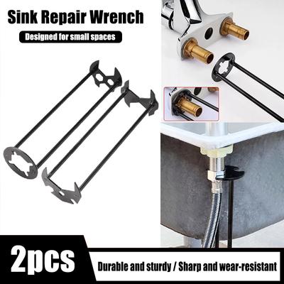 2 Pcs Bathroom Kitchen Faucet Wrench - Multifunctional Carbon Steel Sink Repair Installer Universal Plumbing Tool Accessory