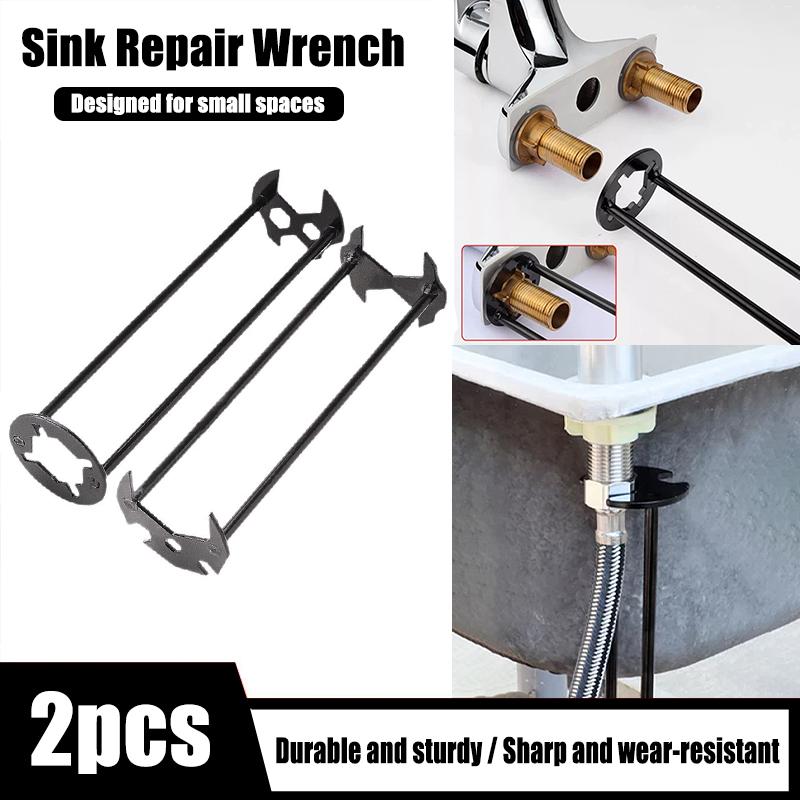 2 Pcs Multifunction Carbon Steel Sink Repair Wrench Sink Faucet Installer For Bathroom Kitchen