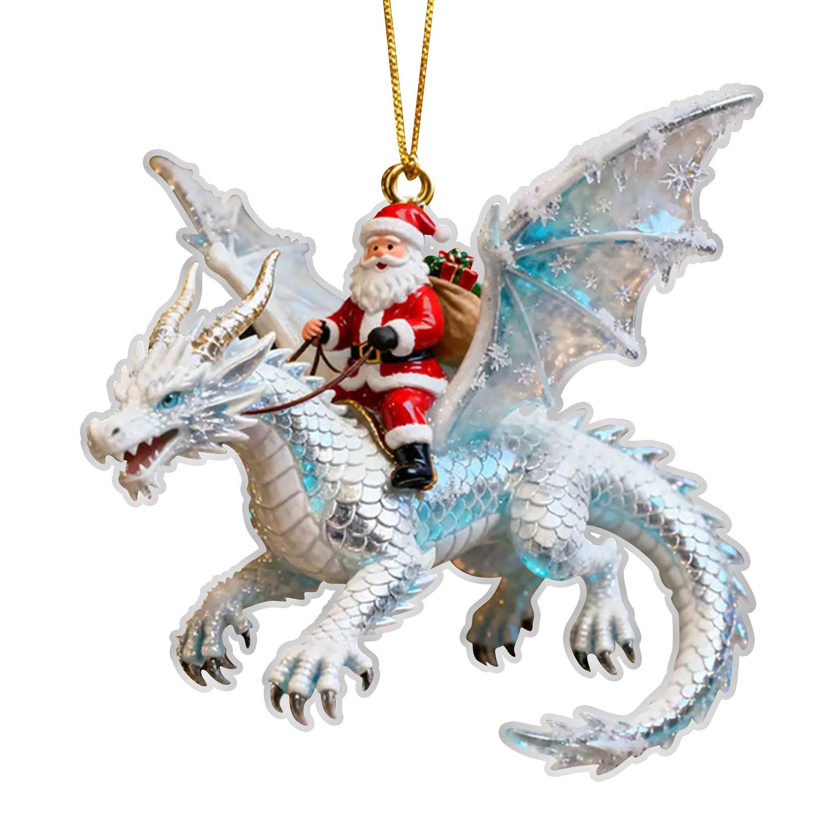 

Christmas Ornament, Christmas Acrylic Single-sided Ornament, Riding A Dragon, The Dragon-riding Gift-giving One Size білий