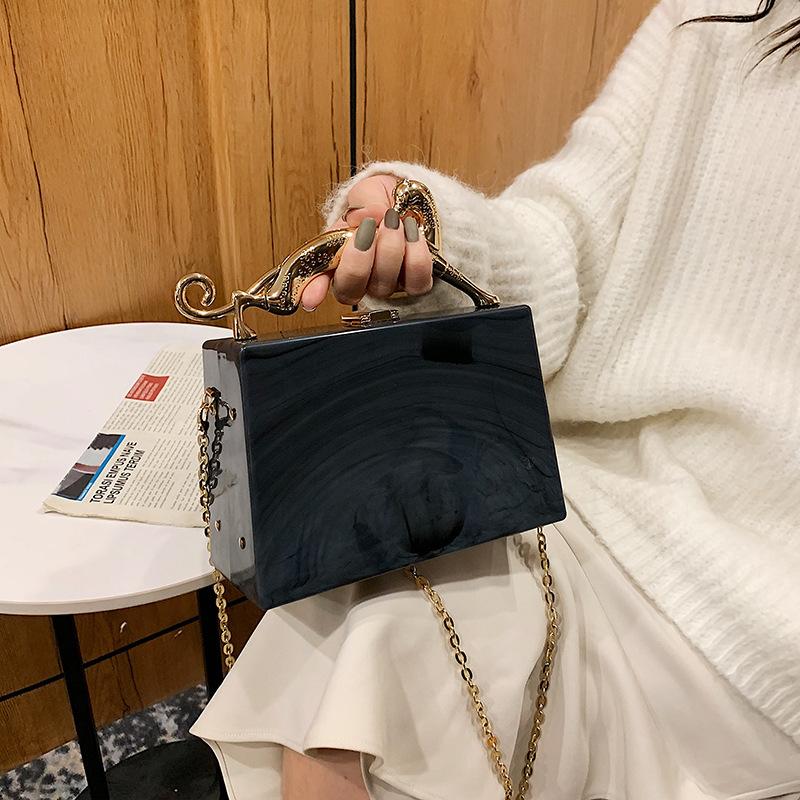 Fashion acrylic box bag  new European and American candy color portable dinner bag chain messenger bag