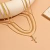 Cross Pendant Necklace European and American Style Multi-layer Stacking Design Sweet and Cool Personality Collarbone Chain Necklace