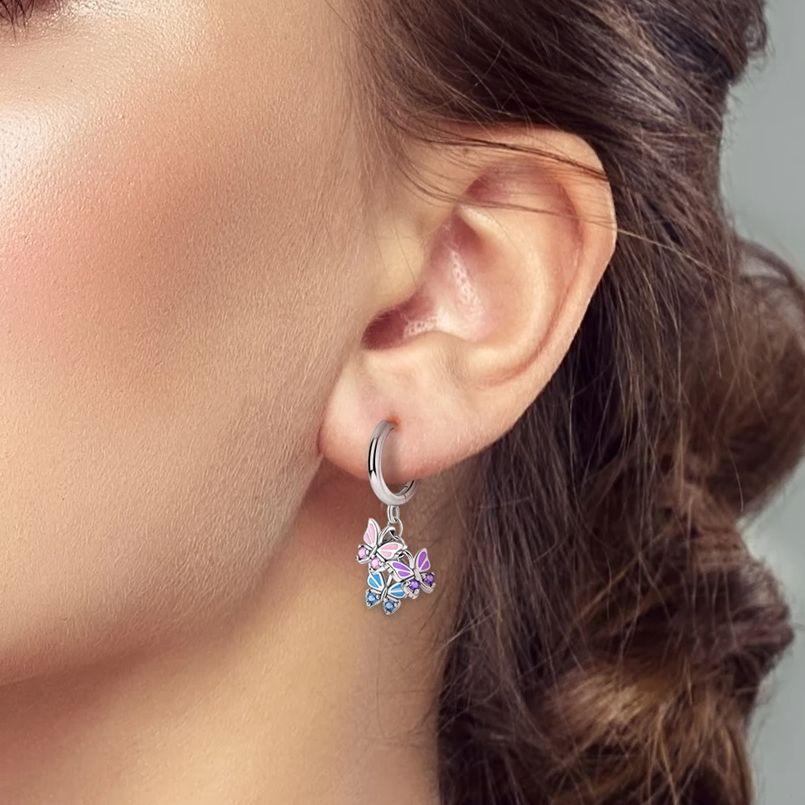 Vendita Calda Orecchino a Cerchio in Argento 925 per Donna Geometria Cuore Piuma Gatto Pendientes Gioielli alla Moda