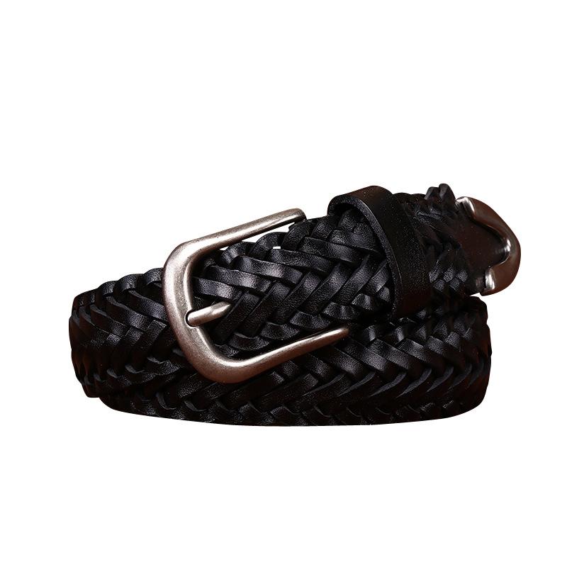 2.8cm Waist Belt, Women's Genuine Leather Top Layer, Cowhide Hand Woven Belt, Braided Needle Buckle, Versatile Casual Pants Belt for Couples