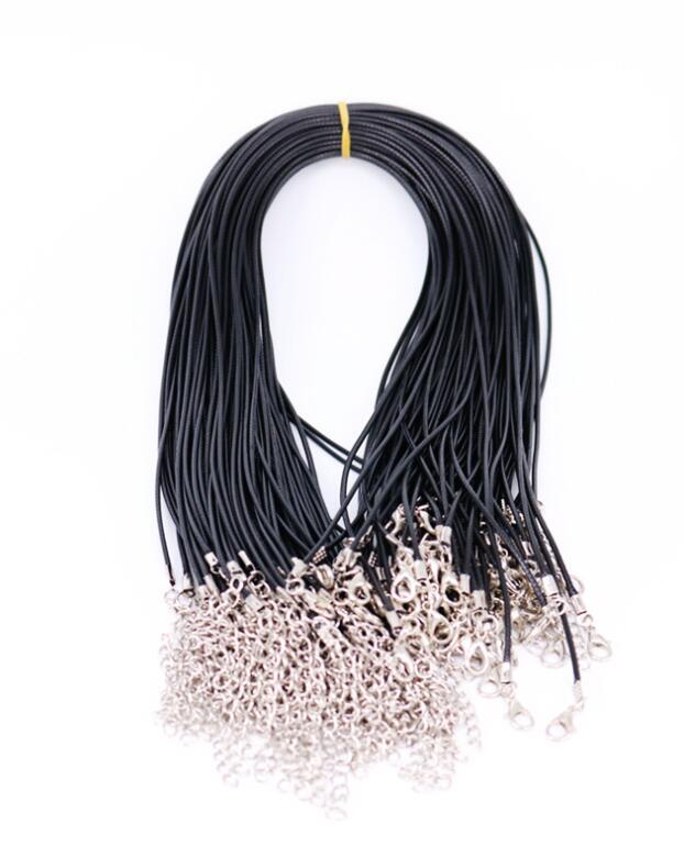 DIY Black Leather Necklace Cord with Lobster Clasp and Pendant Charm