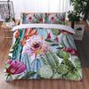 Cartoon Green Cactus Potted Duvet Cover Polyester Green Plant Cute Tropical Plant for Children Boy Girl for Bedroom Decorations