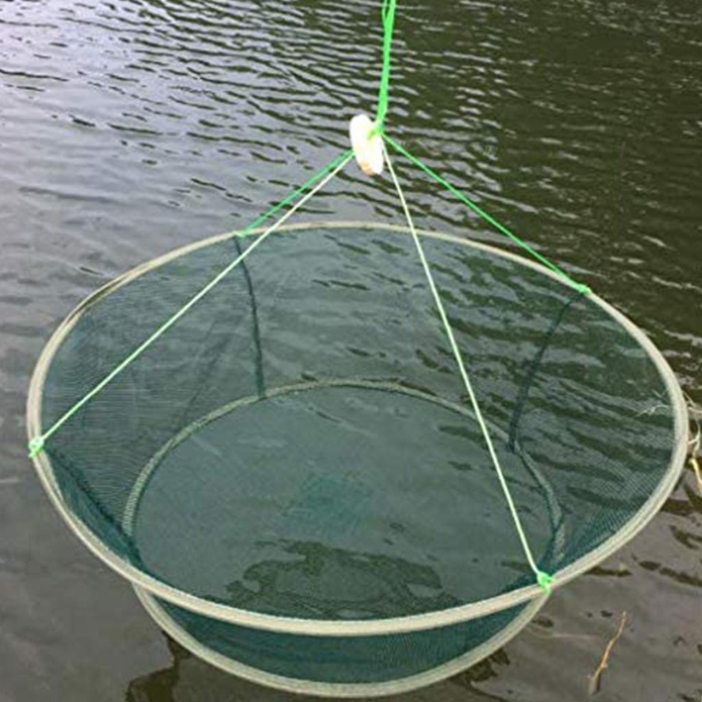S/L Size Foldable Fishing Net, Portable Crawfish Shrimp Crab Net & Basket Fish Nylon Net Trap For Freshwater & Saltwater Fishing