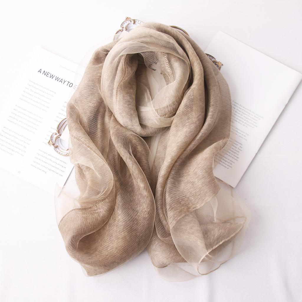 Spring New Double-layer Thin Silk Wool Fluffy Scarf Autumn and Winter Versatile Fashion Mulberry Shawl Women