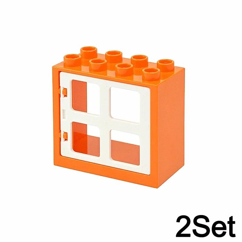 Big Size Building Blocks House Furniture Assemble Wall Fence Roof Door Window Construction Large Bricks Toys Compatible Duploes