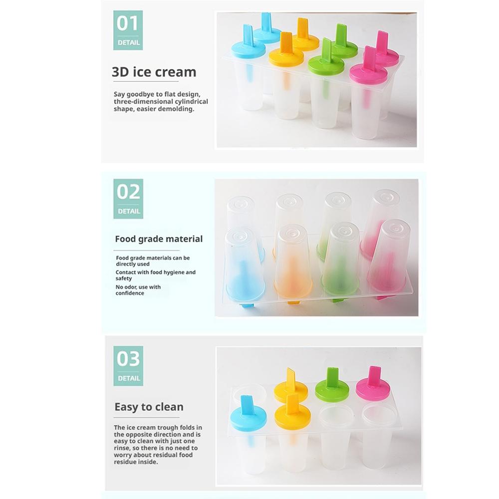High-end 8 Cell Silicone Ice Cream Popsicle Mold With Handle Summer Tray Children's Mold Cream Mold Cream Ice Maker Ice Tool 6