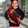 Boys Animal Dragon Hoodie Pullover Long Sleeve Fall Winter Fashion Streetwear Cool Kids Outdoor Casual Daily Regular Fit