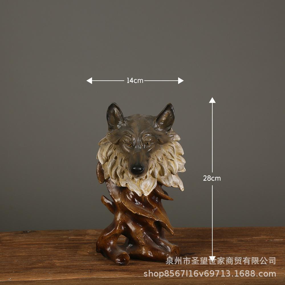 Imitation Wood Animal Head Resin Ornament Display Decoration Exhibit Statue Sculpture Statuette Figurines Knickknacks Crafts
