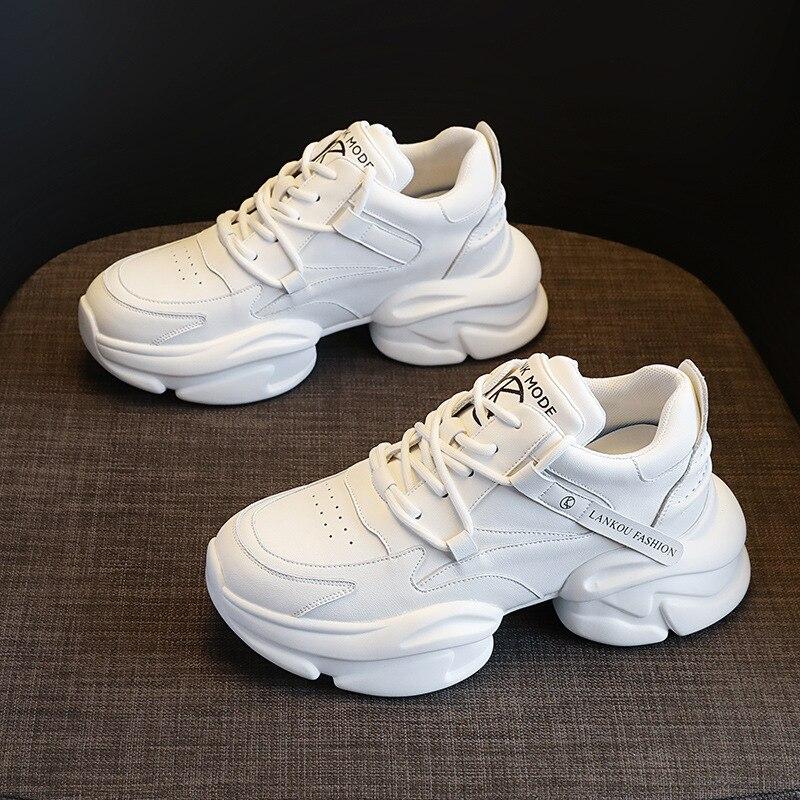 Fujin 7cm Air Mesh pravá kůže Dámské Prodyšné Ležérní Platforma Móda Tenisky Léto Podzim Jaro Robustní Tenisky Boty