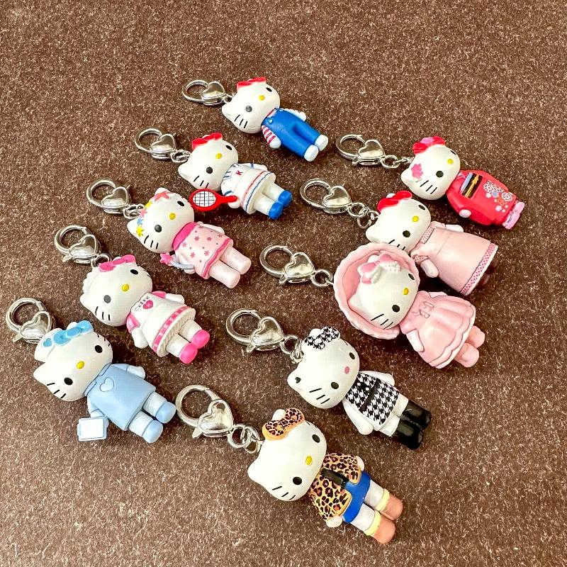 Hello Kitty Keychain Cartoon Doll Mobile Phone Rope Backpack Stuffed Pendant Lovely Decor Anime Figure Makeup Bag Pendants