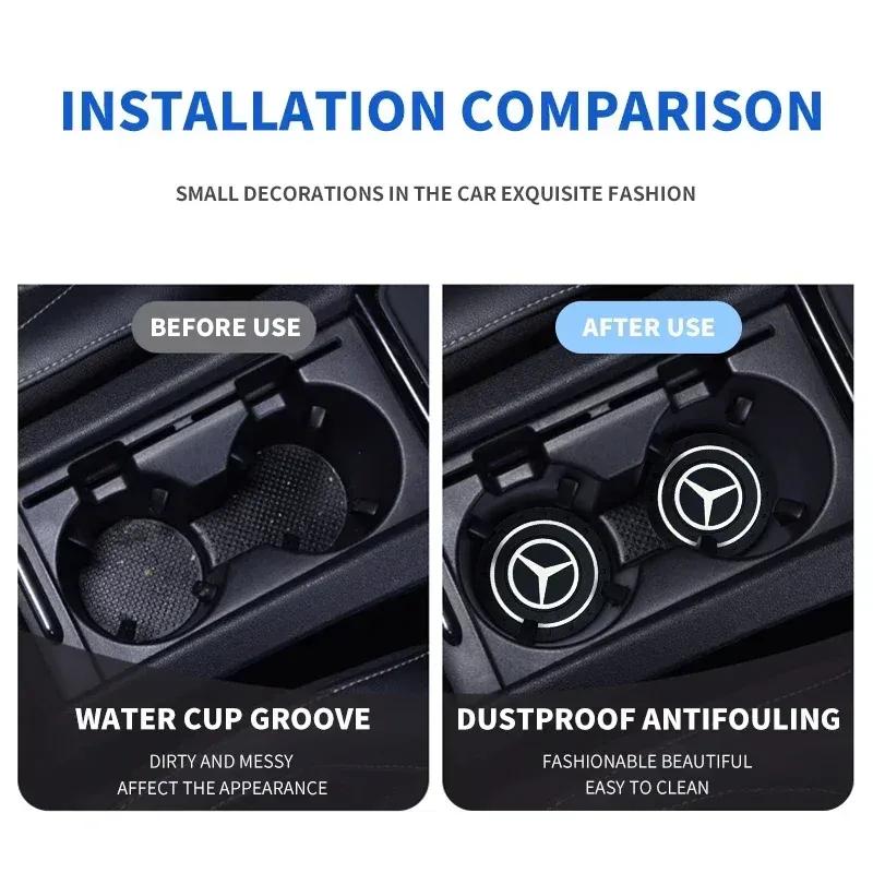 2Pcs PVC Water Cup Mat Car Coaster Anti Slip Pad Accessories For Mercedes Benz AMG GLE GLS CLS GLC CLA GLA GLK ML C197 R231 W167