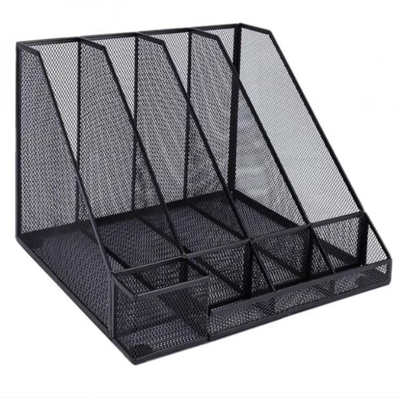 Metal Mesh Four-Tier File Organizer