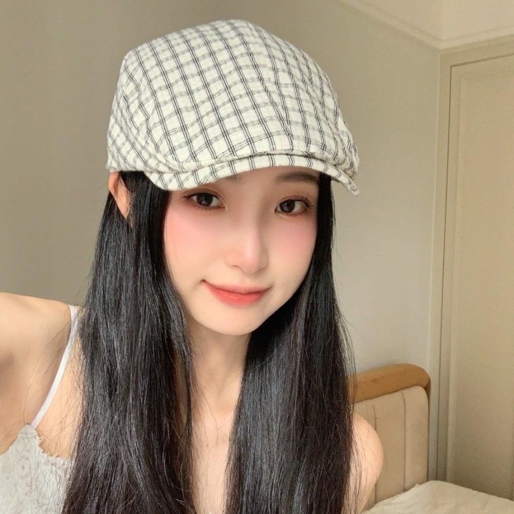 Forward Cap Newsboy Caps Korean Style Painter Hat Casual Plaid Berets  Ladies