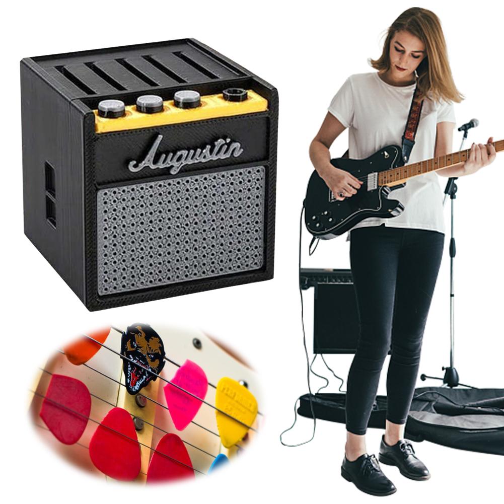 Tragbarer Gitarrenplektrumhalter 3D-gedruckte Plektrum-Aufbewahrungsbox mit Plektrumschlitz Gitarrenkapodaster Stimmgerät Saiten Aufbewahrungskoffer Ständer