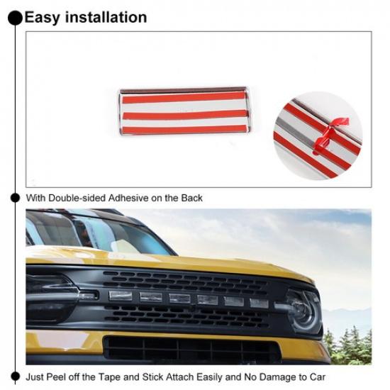 Chrome Front Grille Letters Cover Trim Guard Cap For Ford Bronco Sport -2025