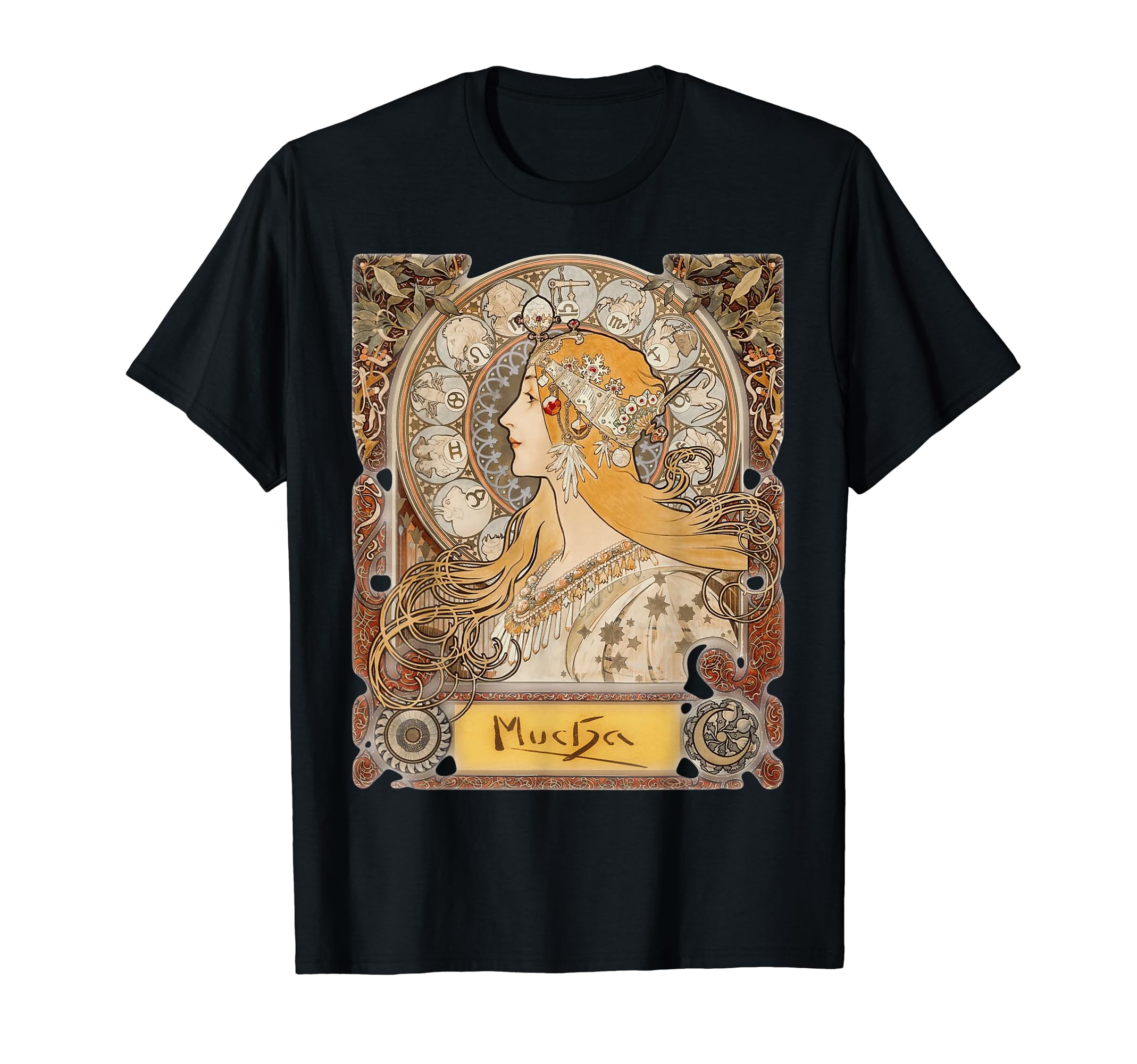 Mushala Plume Zodiac Lady Art Nouveau T-shirt