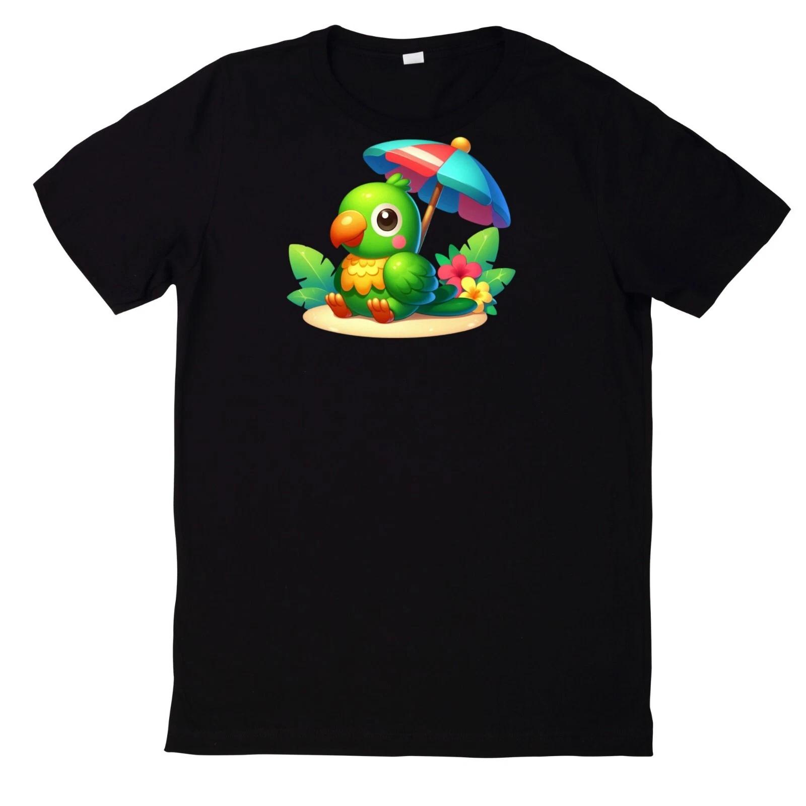 T-Shirt Niedlicher und lustiger grüner Papagei Motiv Baumwolle M