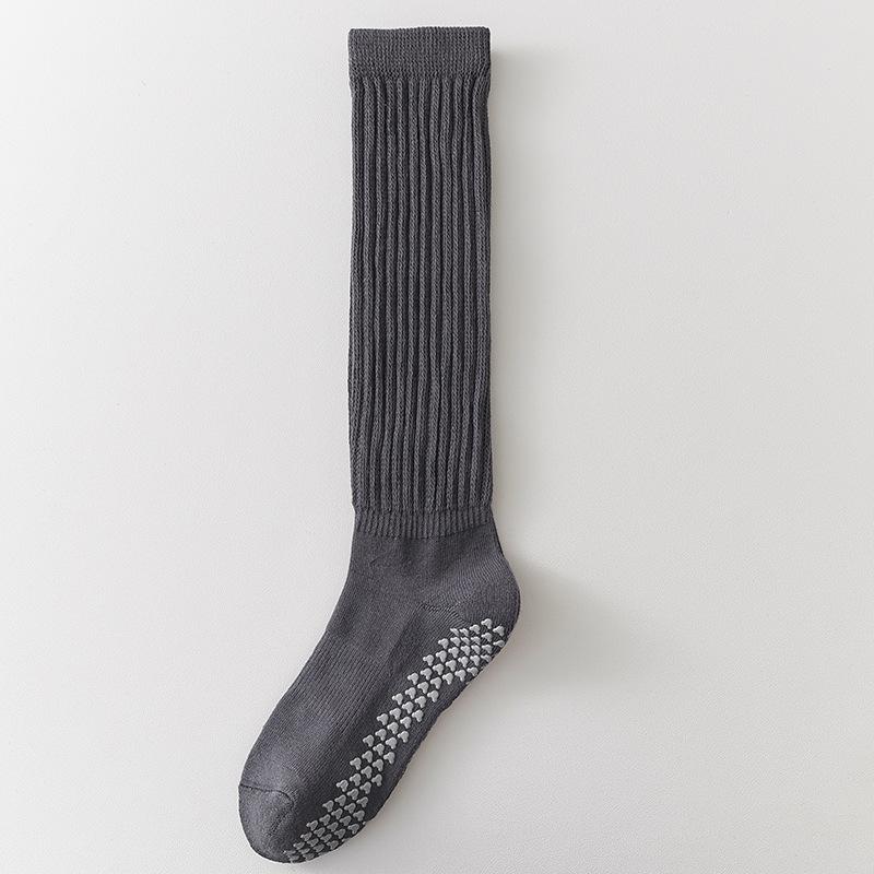 Einfache einfarbige lange Yoga-Socken Professionelle Pilates dicke Sport-Fitness Silikon Anti-Rutsch-Socken für Damen