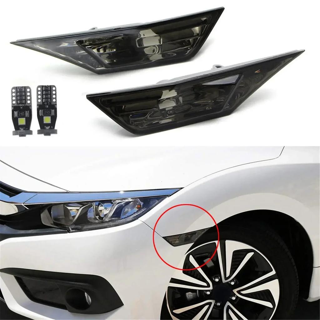 2 peças Luz de Seta para Carro para Honda Civic 2016-2025 IP68 À Prova d'Água Seta Luz de Largura Modificado Preto com Lâmpada LED