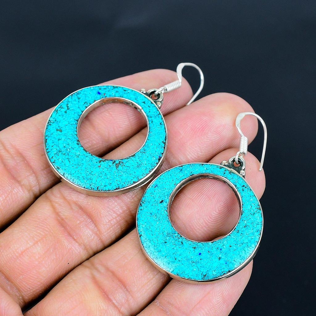 Sleeping Turquoise 925 Sterling Silver Earrings Tibetan Silver Earrings Handmade Earrings Tibetan Jewelry Tribal Ethnic Nepali Pendant Gifts For Mom