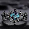 Sanjie Gun Black & Sea Blue Diamond Fashion Couple Rings for Engagement - Women's European & American Style Jewelry