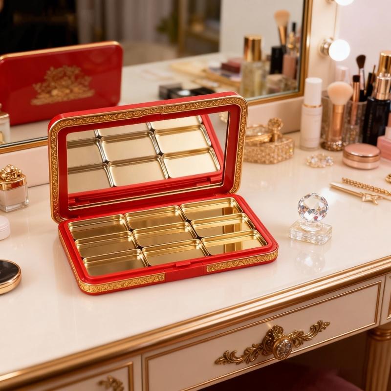 Cosmetic Storage Box With Strong Magnetic To Secure Eyeshadow Blush Highlighter Portable