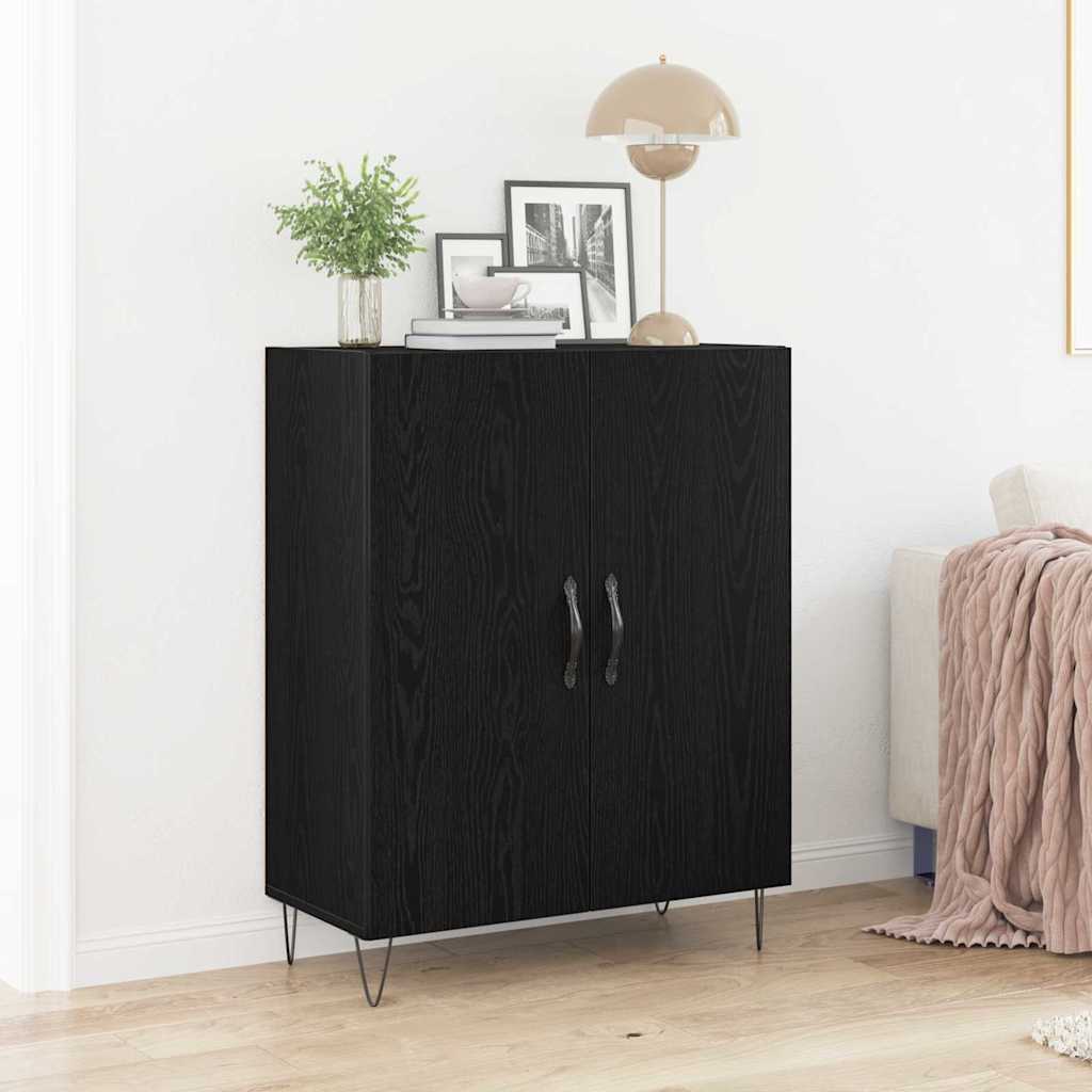 Sideboard in Black Oak Look 69.5 x 34 x 90 cm Engineered Wood