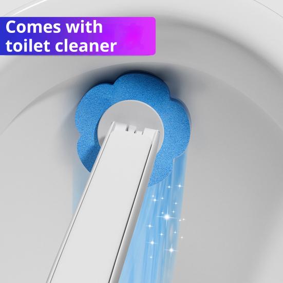 Jednorazowa szczotka do toalety z wymiennymi końcówkami Uchwyt do montażu na ścianie Szczotka do czyszczenia z głębokim rowkiem Środek do czyszczenia łazienki