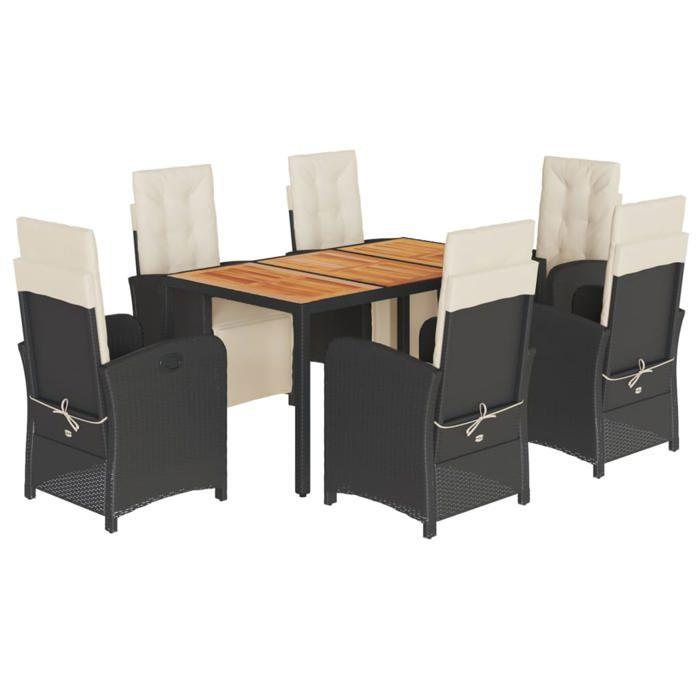 VidaXL Garden Dining Set with Cushions 7 Pcs, Patio Chairs and Table, Terrace Furniture, Modern, Black Resin 3212471
