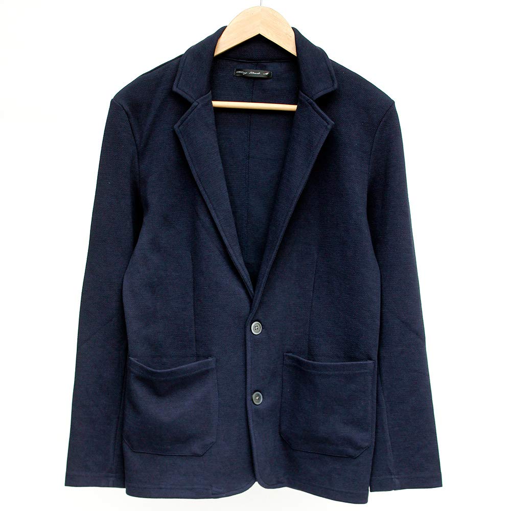 One Colors Men's Tailored Jacket, Plus Size, Stretch Calze Material, 2B Sweat Jacket, Size 3L, Navy
