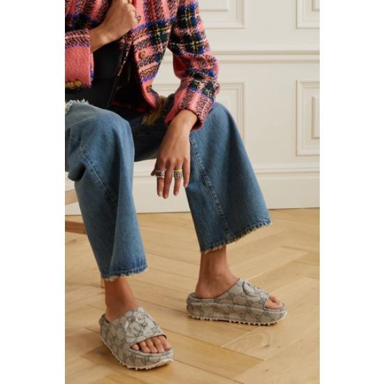 Gucci GG Interlocking Platform Slide Sandals Men's Ebony