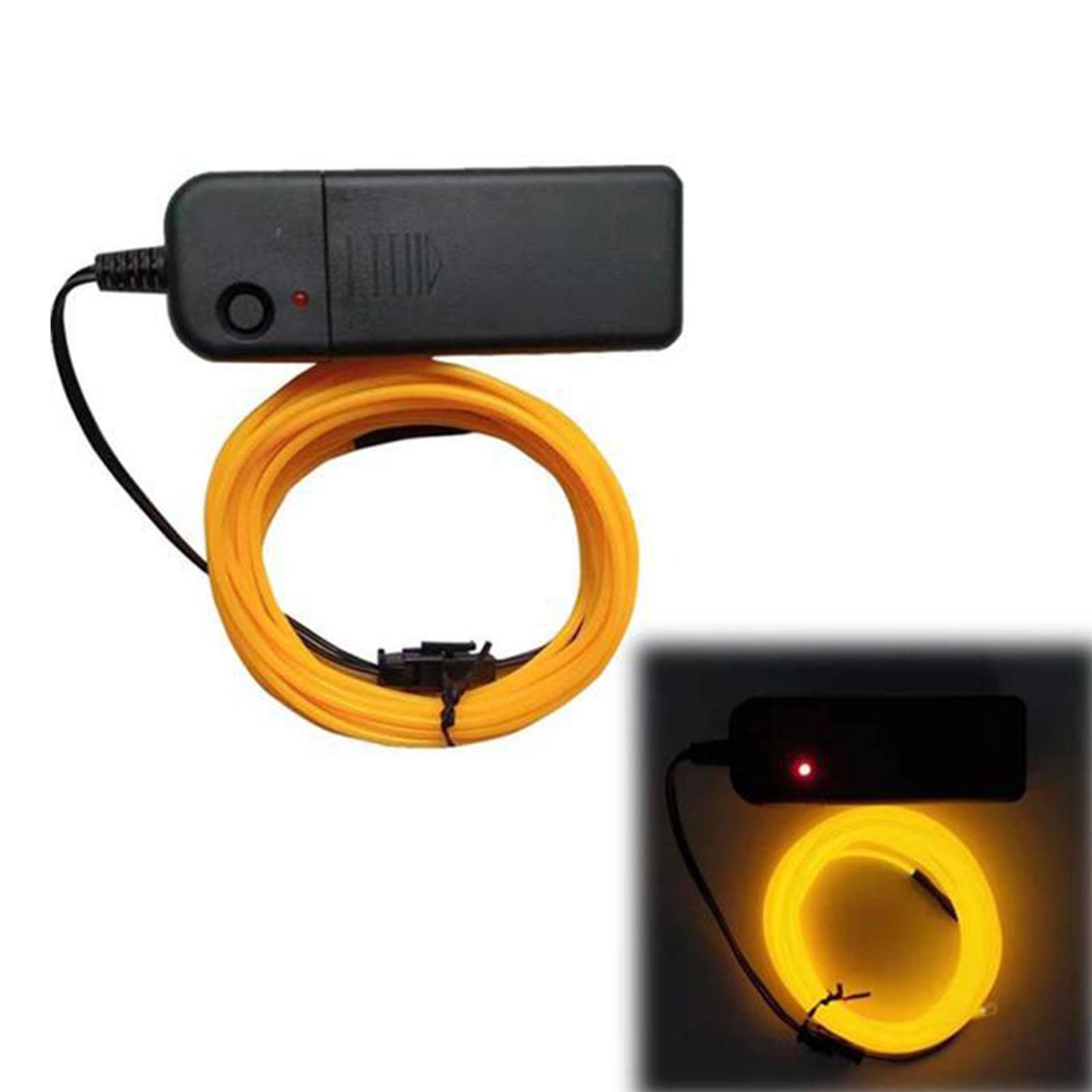 

Светящийся EL провод, кабель, режущийся, светящийся шнур, портативный аккумулятор, неоновая световая полоса для вечеринок, Хэллоуин, прочный жёлтый